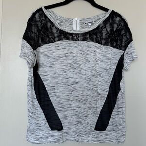 Express Black and Gray Lace Accent Tee